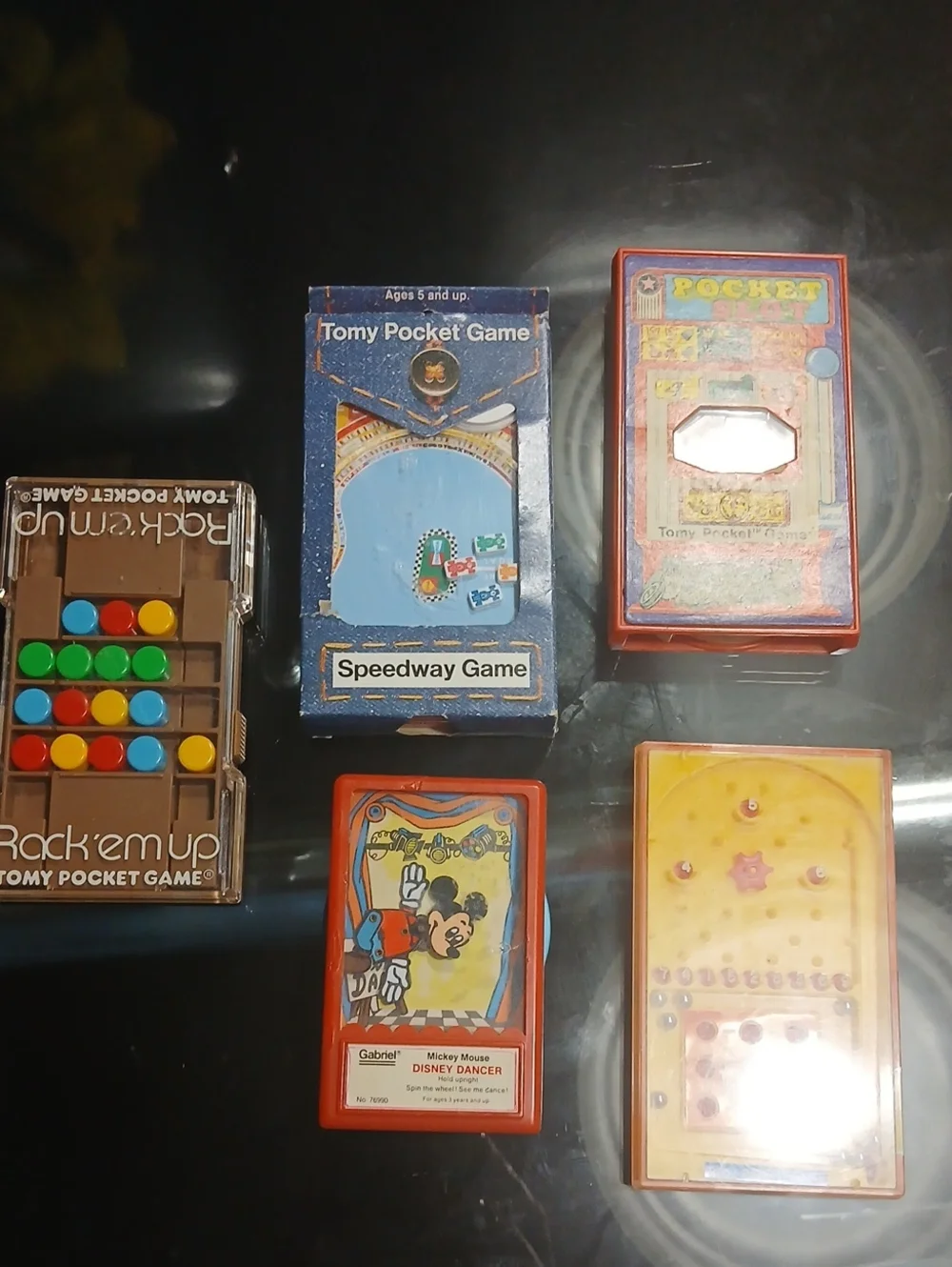Vintage Pocket Handheld Game Set with Red and Blue Cases